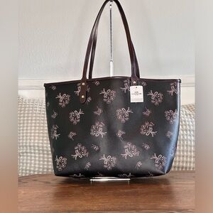 Coach Coated Canvas Signature Ribbon Bouquet Reversible City Tote Handbag